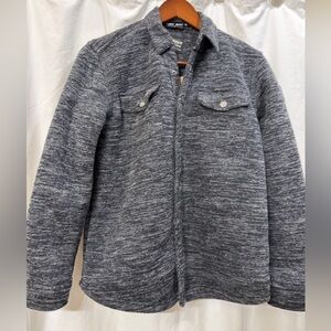 Buffalo David Bitton Boy's Fleece-lined Gray Knit Textured Shacket Sz L (14-16)